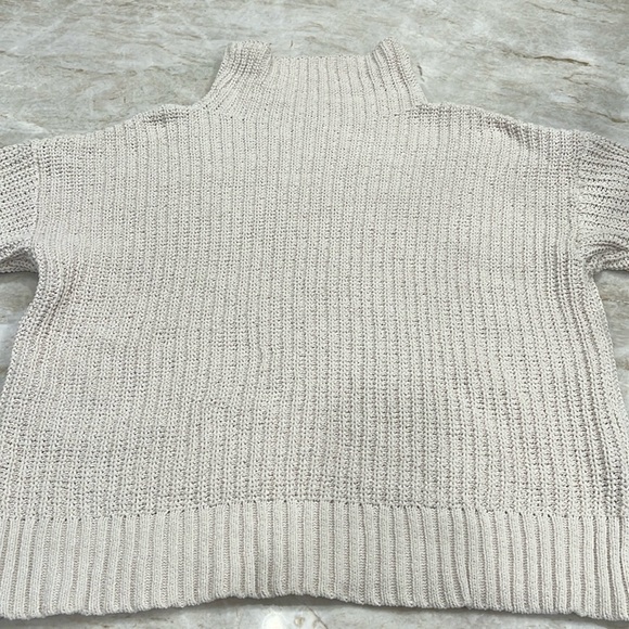 Aerie | Dreamspun Oversized Chunky Knit Mock Neck Sweater | Cream | Medium - Picture 6 of 13
